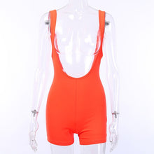 Load image into Gallery viewer, Bangniweigou Backless suspenders playsuit Solid Biker Overalls Women Sports Fitness Skinny Short Jumpsuit Neon Streetwear