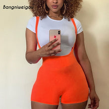 Load image into Gallery viewer, Bangniweigou Backless suspenders playsuit Solid Biker Overalls Women Sports Fitness Skinny Short Jumpsuit Neon Streetwear
