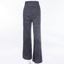 Load image into Gallery viewer, Bangniweigou Celeb Silver Glitter Bell Bottom Pants Women Casual Party Sparkly Flare Pants High Waist Zip Up Trousers