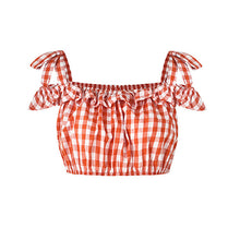 Load image into Gallery viewer, Bangniweigou Gingham Tops Dress Set Women Square Neck Spaghetti Strap Top Zip Up Bow Dress Plaid Two Pieces Crop Top Dress Sets