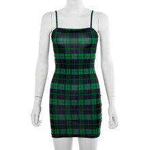 Load image into Gallery viewer, Bangniweigou Retro Plaid Mini Dress Women 90s Street Spaghetti Strap Grid Summer Dress 2019 Checked Sundress Party Short Sheath