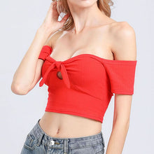 Load image into Gallery viewer, Bangniweigou Sexy Zip Up Knit Crop Top Tshirt Women Autumn Casual Short Sleeve Work Out T Shirt White Black Mujer
