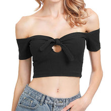 Load image into Gallery viewer, Bangniweigou Sexy Zip Up Knit Crop Top Tshirt Women Autumn Casual Short Sleeve Work Out T Shirt White Black Mujer