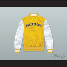 Load image into Gallery viewer, Bannon High School Yellow/ White Varsity Letterman Satin Bomber Jacket
