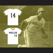 Load image into Gallery viewer, Barry Larkin 14 Archbishop Moeller High School Crusaders White Baseball Jersey 1