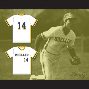 Barry Larkin 14 Archbishop Moeller High School Crusaders White Baseball Jersey 1
