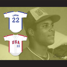 Load image into Gallery viewer, Barry Larkin 22 1984 USA Team White Button Down Baseball Jersey