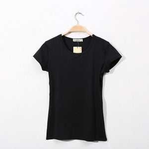 Basic T-Shirt Women Short Sleeve O-Neck Casual Camiseta Feminina Black White Summer Solid Color T Shirt Slim Tee Shirt