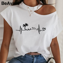 Load image into Gallery viewer, BeAvant Casual shirts short sleeve white t-shirt harajuku Summer fashion women t shirt Female sexy halter black shirts tops tee