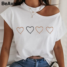 Load image into Gallery viewer, BeAvant Casual shirts short sleeve white t-shirt harajuku Summer fashion women t shirt Female sexy halter black shirts tops tee