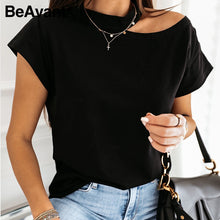 Load image into Gallery viewer, BeAvant Casual shirts short sleeve white t-shirt harajuku Summer fashion women t shirt Female sexy halter black shirts tops tee