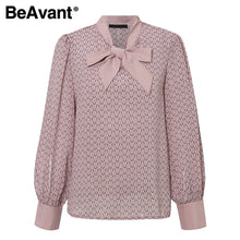 Load image into Gallery viewer, BeAvant Polka Dot Ladies OL Blouses Spring Long Sleeve Neck Tie Chiffon Blouse Shirts Elegant Women 2020 Casual Blusa Tops Chic