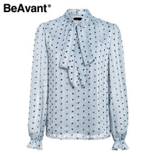 Load image into Gallery viewer, BeAvant Polka Dot Ladies OL Blouses Spring Long Sleeve Neck Tie Chiffon Blouse Shirts Elegant Women 2020 Casual Blusa Tops Chic