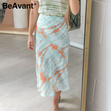 Load image into Gallery viewer, BeAvant Zebra stripe women midi skirt High waist straight animal print female bottom skirt Leisure party night club ladies skirt
