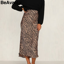 Load image into Gallery viewer, BeAvant Zebra stripe women midi skirt High waist straight animal print female bottom skirt Leisure party night club ladies skirt
