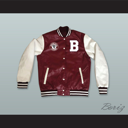 Beacon Hills Cyclones Lacrosse Maroon and White Lab Leather Varsity Letterman Jacket