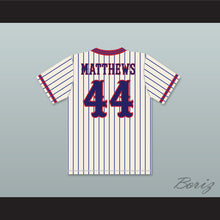 Load image into Gallery viewer, Gus Matthews 44 Benchwarmers Pinstriped Baseball Jersey