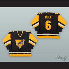 Load image into Gallery viewer, Bennett Wolf 6 Erie Blades Black Hockey Jersey