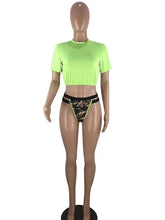 Load image into Gallery viewer, Beyprern Fashion Neon Green Army Triangle Beach Sets Summer Womens High Waisted Camouflage Beach Suits Two Pieces Wholesale