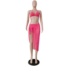 Load image into Gallery viewer, Beyprern Sexy See Through Neon Florence's Beach Set Three Piece Outwears Fashion Tie Front Mesh Beach Suits Beach Wear Wholesale