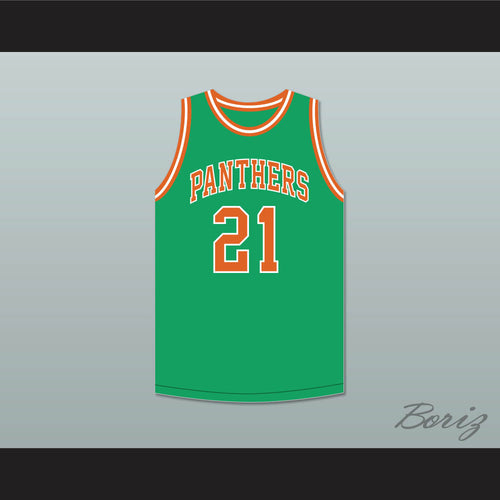 Bill Sharman 21 Porterville High School Panthers Green Basketball Jersey 1