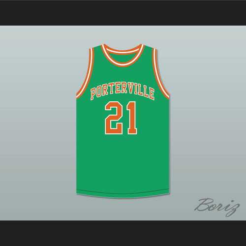 Bill Sharman 21 Porterville High School Panthers Green Basketball Jersey 2