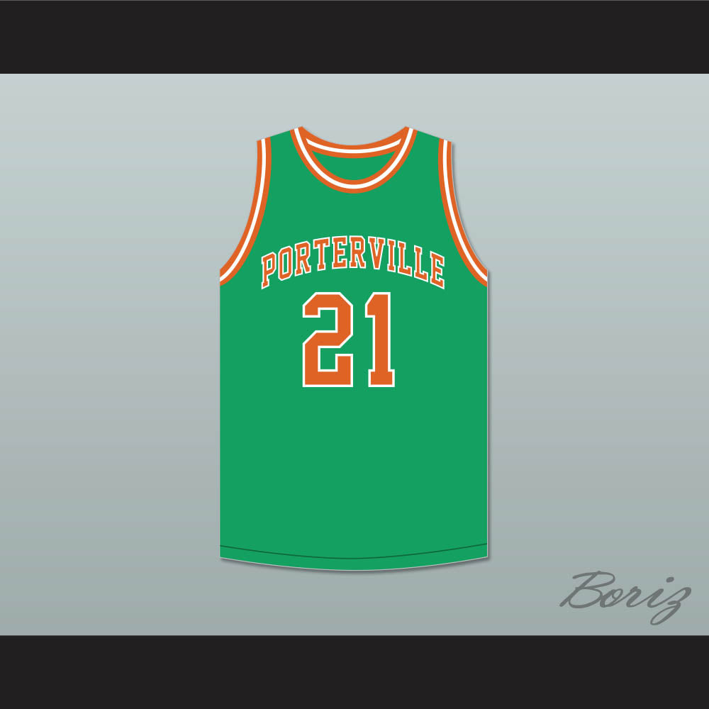 Bill Sharman 21 Porterville High School Panthers Green Basketball Jersey 2