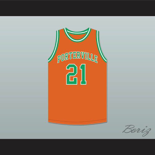 Bill Sharman 21 Porterville High School Panthers Orange Basketball Jersey 2