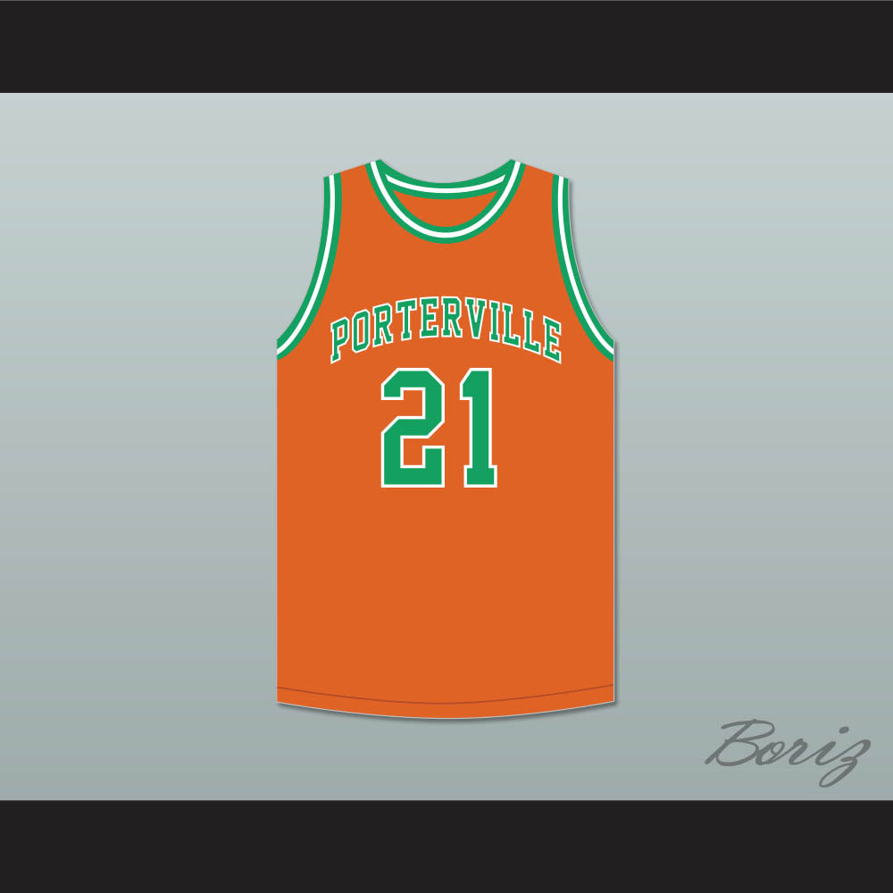 Bill Sharman 21 Porterville High School Panthers Orange Basketball Jersey 2