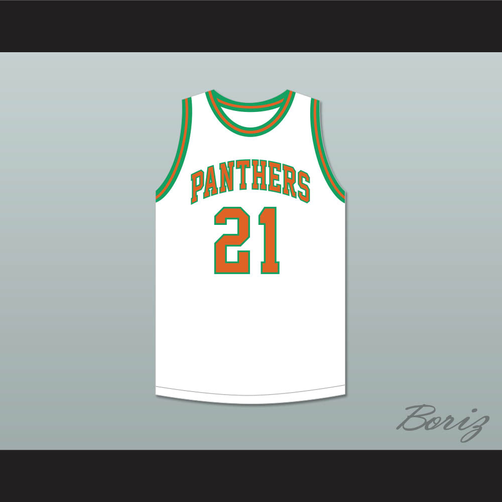 Bill Sharman 21 Porterville High School Panthers White Basketball Jersey 1