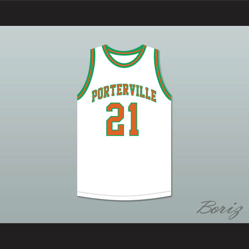 Bill Sharman 21 Porterville High School Panthers White Basketball Jersey 2