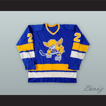 Load image into Gallery viewer, Bill Butters 2 Minnesota Fighting Saints Blue Hockey Jersey