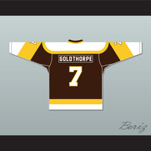 Load image into Gallery viewer, Bill 'Goldie' Goldthorpe 7 Binghamton Broome Dusters Brown Hockey Jersey