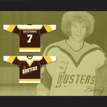 Load image into Gallery viewer, Bill 'Goldie' Goldthorpe 7 Binghamton Broome Dusters Brown Hockey Jersey