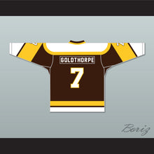 Load image into Gallery viewer, Bill &#39;Goldie&#39; Goldthorpe 7 Binghamton Broome Dusters Brown Hockey Jersey 2