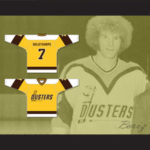 Load image into Gallery viewer, Bill &#39;Goldie&#39; Goldthorpe 7 Binghamton Broome Dusters Yellow Hockey Jersey 2