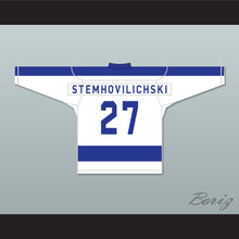 Load image into Gallery viewer, Billy Stemhovilichski 27 Toronto Bay Leaves White Hockey Jersey SCTV Power Play