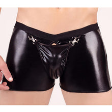 Load image into Gallery viewer, Black Red Wet Look Boxershorts Men Plus Size XXL Shiny Metallic Patent Vinyl Leather PVC Short stretchy Pouch Open Butt Boxers