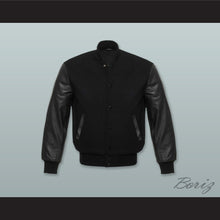 Load image into Gallery viewer, Black Wool and Black Lab Leather Varsity Letterman Jacket