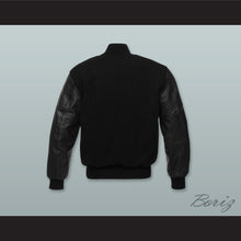 Load image into Gallery viewer, Black Wool and Black Lab Leather Varsity Letterman Jacket
