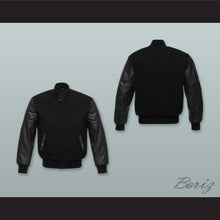 Load image into Gallery viewer, Black Wool and Black Lab Leather Varsity Letterman Jacket