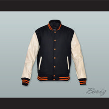 Load image into Gallery viewer, Black Wool and White Lab Leather Varsity Letterman Jacket