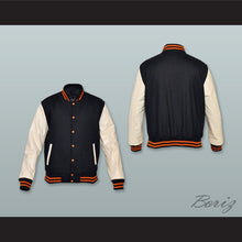 Load image into Gallery viewer, Black Wool and White Lab Leather Varsity Letterman Jacket