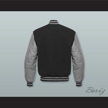 Load image into Gallery viewer, Black Wool and Gray Lab Leather Varsity Letterman Jacket
