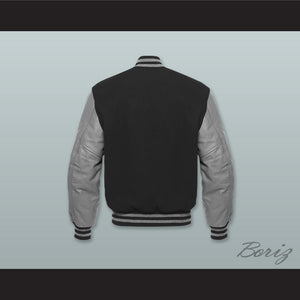 Black Wool and Gray Lab Leather Varsity Letterman Jacket