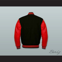 Load image into Gallery viewer, Black Wool and Red Lab Leather Varsity Letterman Jacket