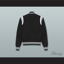 Load image into Gallery viewer, Black and White Varsity Letterman Jacket-Style Sweatshirt 2