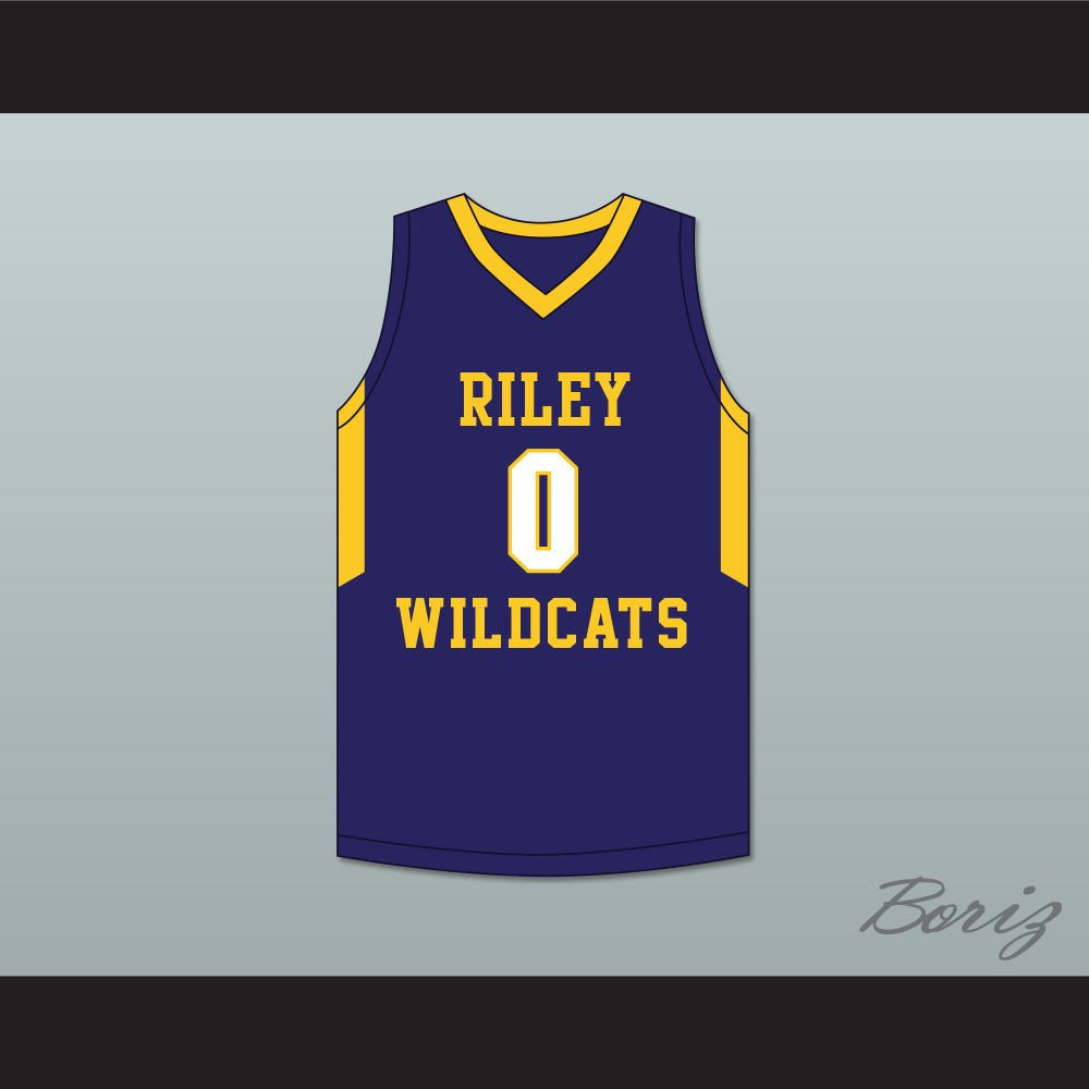 Blake Wesley 0 James Whitcomb Riley High School Wildcats Navy Blue Basketball Jersey 2