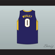 Load image into Gallery viewer, Blake Wesley 0 James Whitcomb Riley High School Wildcats Navy Blue Basketball Jersey 2