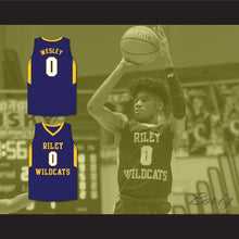 Load image into Gallery viewer, Blake Wesley 0 James Whitcomb Riley High School Wildcats Navy Blue Basketball Jersey 2